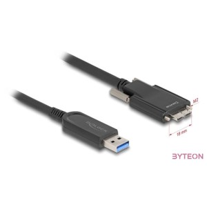 Delock Aktív optikai kábel USB 10 Gbps-A apa  USB 10 Gbps Micro-B Típusú dugó csavarokkal ellátott 15 m