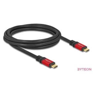 Delock USB 5 Gbps kábel USB Type-C apa - apa PD 3.0 100 W E-Marker 2 m piros fém