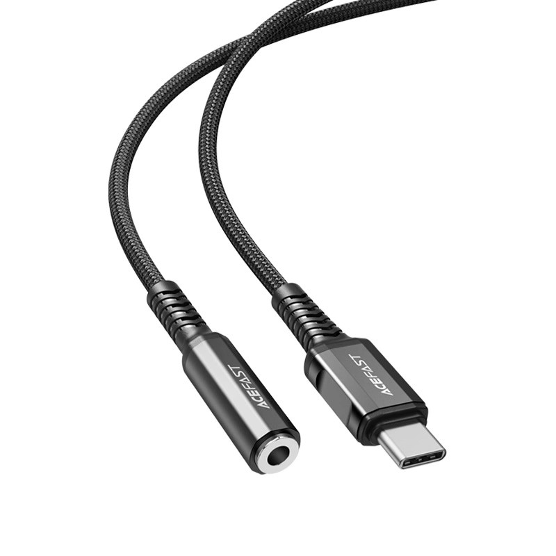 Adapter USB-C to mini jack 3,5mm Acefast C1-07 18cm (black)