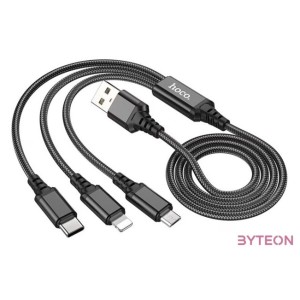 Hoco X74 3in1 gyorstöltő kábel (Type-C, Micro, Lightning), 100W, 1m, fehér