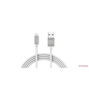 Delight ezüst iPhone Lightning adatkábel LED fénnyel 1m