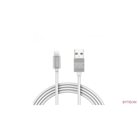 Delight ezüst iPhone Lightning adatkábel LED fénnyel 1m