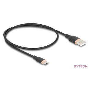 Delock USB 2.0 kábel USB A-típusú dugó - USB Type-C dugó 0,5 m fekete Szilikon