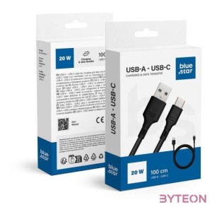 Bluestar Type-C kábel 3A, 1m, fekete, DC-001AC3.0