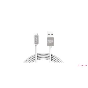 Delight ezüst microUSB adatkábel LED fénnyel 1m