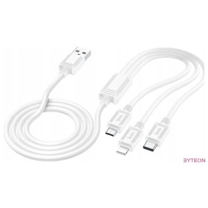 Hoco X74 3in1 gyorstöltő kábel (Type-C, Micro, Lightning), 100W, 1m, fehér