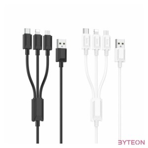 Hoco X74 3in1 gyorstöltő kábel (Type-C, Micro, Lightning), 100W, 1m, fehér