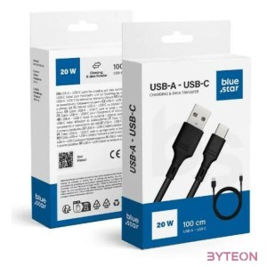 Bluestar Type-C kábel 3A, 1m, fekete, DC-001AC3.0
