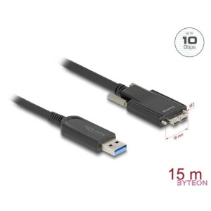 Delock Aktív optikai kábel USB 10 Gbps-A apa  USB 10 Gbps Micro-B Típusú dugó csavarokkal ellátott 15 m