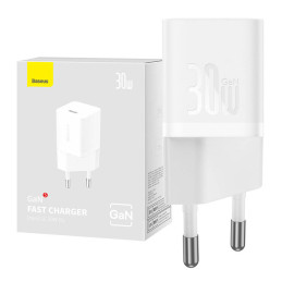 Mini wall charger Baseus GaN5 30W (white)