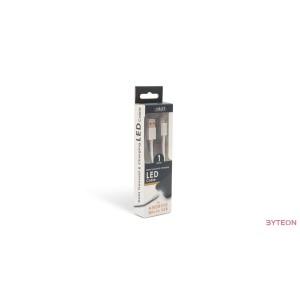 Delight ezüst microUSB adatkábel LED fénnyel 1m