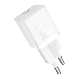 Mini wall charger Baseus GaN5 30W (white)