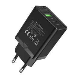 Wall charger EU USB-A(18W), USB-C(20W) Vention FBBB0-EU, 2.4A, PD3.0 (black)