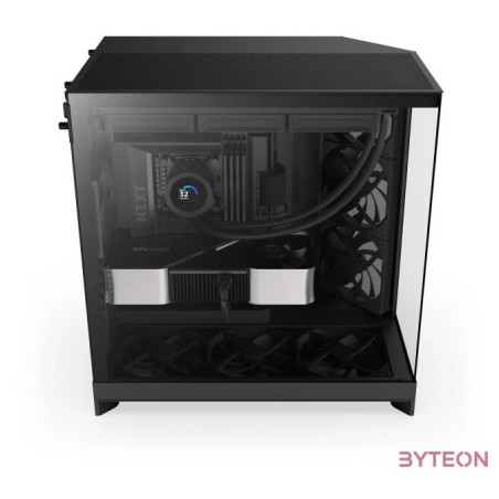 NZXT H9 Flow (2025) All Black Midi Tower ATX Gaming Gehuse schwarz mit Glasfenster