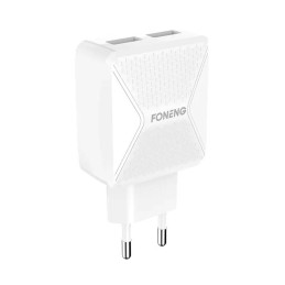 Foneng EU35 2x USB fali töltő + USB-Lightning 2.4A kábel (fehér)