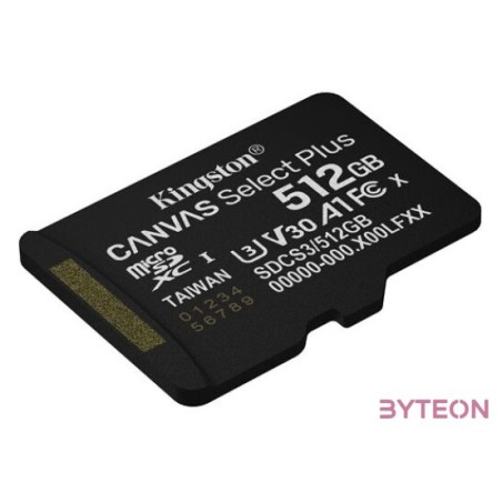 SD Micro 512GB XC Kingston Adapter nélkül UHS-I U3 SDCS3,512GBSP