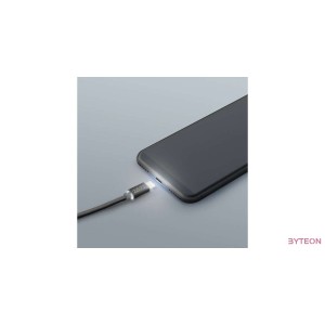 Delight fekete microUSB adatkábel LED fénnyel 1m