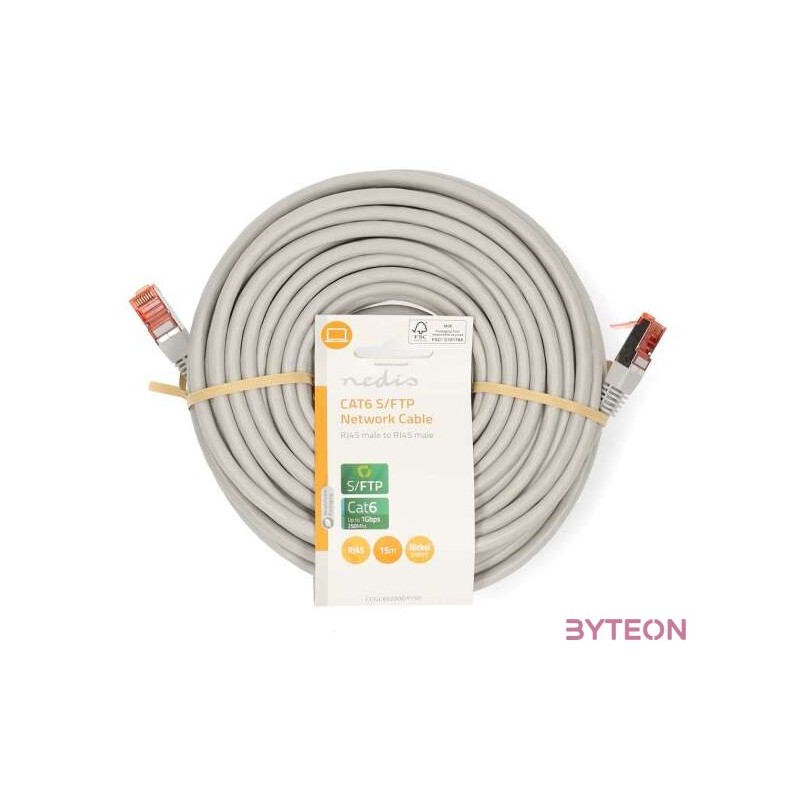 Nedis CCGL85220GY150 UTP , FTP Cat6 patch kábel, RJ45 aranyozott érintkezők, 10,100,1000 Mbit,s, hossz 15m