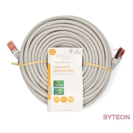 Nedis CCGL85220GY150 UTP , FTP Cat6 patch kábel, RJ45 aranyozott érintkezők, 10,100,1000 Mbit,s, hossz 15m