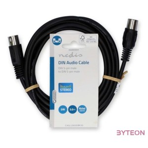 Nedis CAGL20000BK30 DIN audio kábel, DIN 5 tűs dugó, Nikkelezett, 3 m