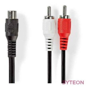 Nedis CAGB24020BK02 sztereo audio kábel, 1x RCA aljzat - 2x RCA dugó, 0,20m