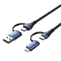 4in1 USB cable USB 2.0 Vention CTLLH 2m (black)