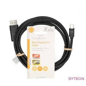 Nedis CCGL37400BK20 mini Displayport1.2 kábel, Display port dugó, 21.6 Gbps, 2m