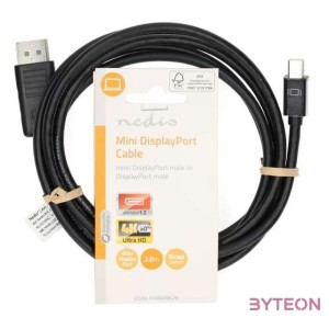 Nedis CCGL37400BK20 mini Displayport1.2 kábel, Display port dugó, 21.6 Gbps, 2m