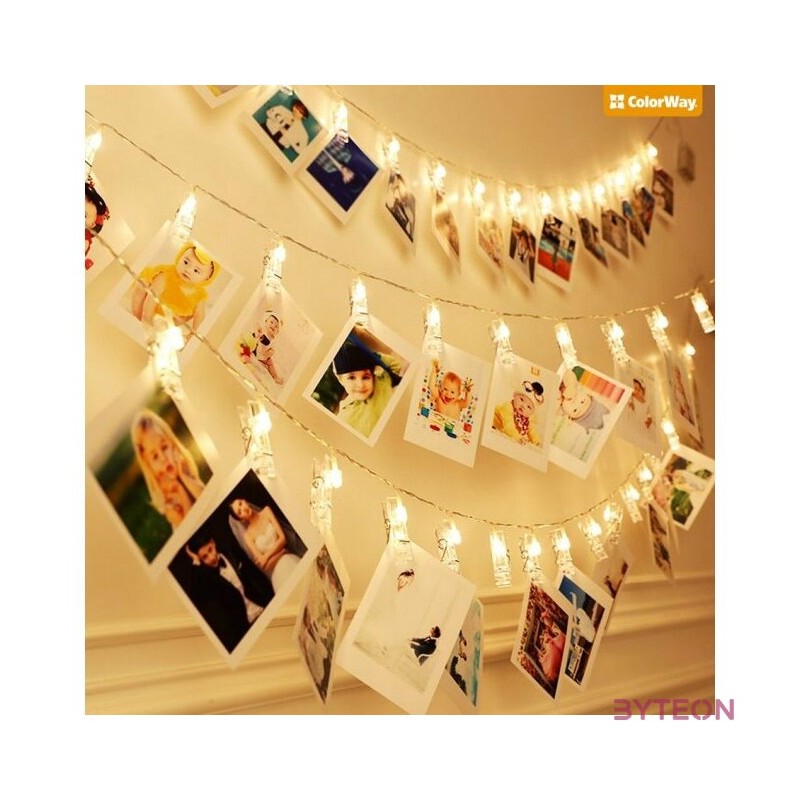 COLORWAY LED füzér fotócsipeszes fényképtartó fényfüzér 20 LED , 3M (CW-LCP-20L30B)