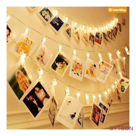 COLORWAY LED füzér fotócsipeszes fényképtartó fényfüzér 20 LED , 3M (CW-LCP-20L30B)