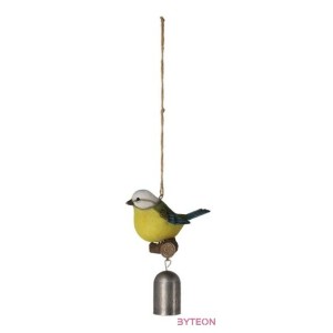 Kismadaras polyresin szélcsengő, kék cinege, 14,5 cm