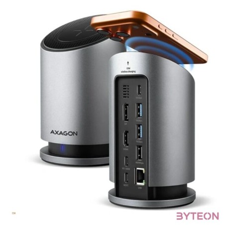 Axagon HMC-WL9 USB-C 10 Gbps 9in1 hub vezeték nélküli töltéssel