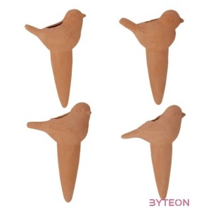 Terrakotta vízadagoló, növénycsepegtető, virágföldbe szúrható, madár alakú, 4-es szett