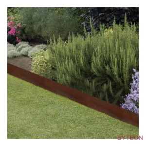 Rusztikus stílusú leszúrható fém ágyásszegély, gyepszegély, 100 x 22 cm