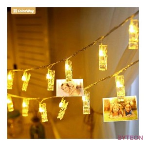 COLORWAY LED füzér fotócsipeszes fényképtartó fényfüzér 20 LED , 3M (CW-LCP-20L30B)