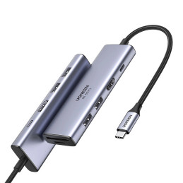 UGREEN CM511 5 az 1-ben adapter USB-C hub 2x USB, HDMI, USB-C, TF / SD (szürke)