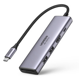 UGREEN CM511 5 az 1-ben adapter USB-C hub 2x USB, HDMI, USB-C, TF / SD (szürke)