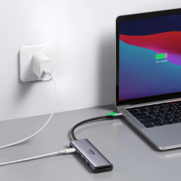 UGREEN CM511 5 az 1-ben adapter USB-C hub 2x USB, HDMI, USB-C, TF / SD (szürke)