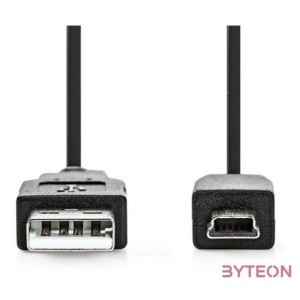 Nedis CCGL60300BK10 USB mini-B 5p (mini USB)kábel, USB 2.0  USB-A dugó  USB mini 5p dugó, 480 Mbps. 1m