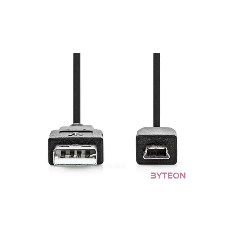 Nedis CCGL60300BK10 USB mini-B 5p (mini USB)kábel, USB 2.0  USB-A dugó  USB mini 5p dugó, 480 Mbps. 1m