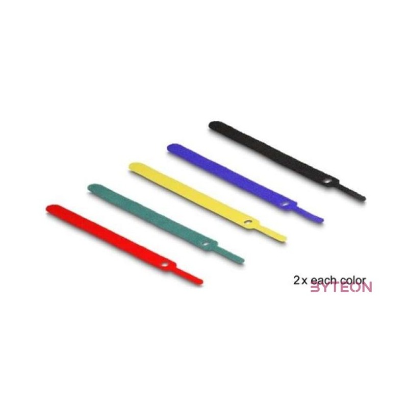 Delock 10. db.-os színes öntapadós kábel szorító szett hossza 150 mm szélessége 12 mm