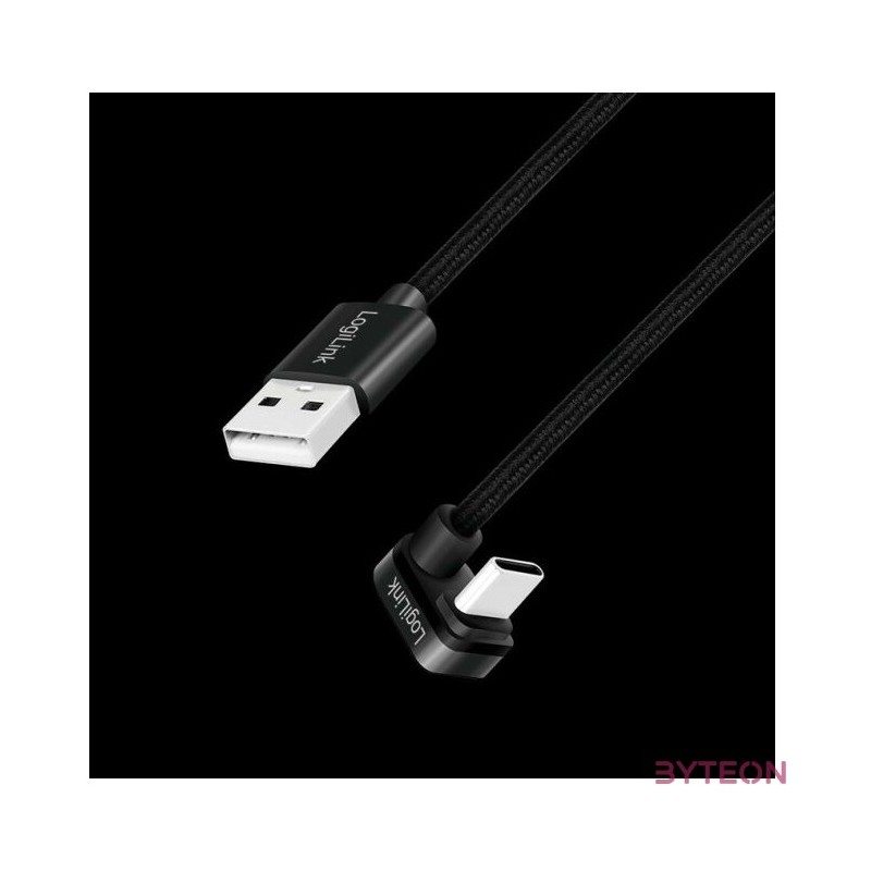 Logilink USB 2.0 Type-C kábel, C,M 180 fok - USB-A,M, alu, fekete, 2 m
