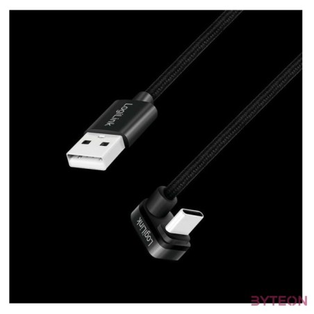 Logilink USB 2.0 Type-C kábel, C,M 180 fok - USB-A,M, alu, fekete, 2 m