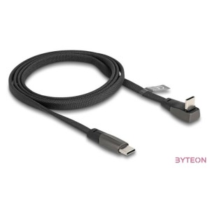 Delock USB 2.0 Laposkábel USB Type-C apa - USB Type-C apa USB Type-C apa hajlított PD 3.0 60 W 1 m fekete
