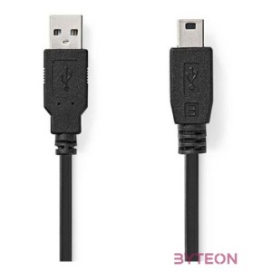 Nedis CCGL60300BK10 USB mini-B 5p (mini USB)kábel, USB 2.0  USB-A dugó  USB mini 5p dugó, 480 Mbps. 1m