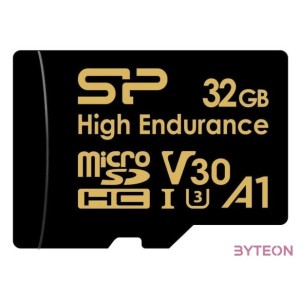 SILICON POWER Memóriakártya MicroSDHC 32GB CL10 UHS-I U3 V30 A1, Golden Series High Endurance