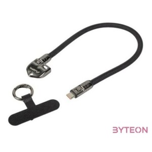 Lanberg USB-C (M,M) 2.0 kábel, 0,3M, nyakpánt,kulcstartó, 240W