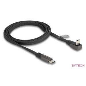 Delock USB 2.0 Laposkábel USB Type-C apa - USB Type-C apa USB Type-C apa hajlított PD 3.0 60 W 1 m fekete