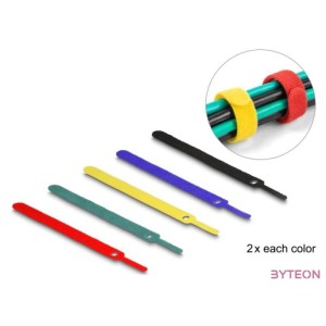 Delock 10. db.-os színes öntapadós kábel szorító szett hossza 150 mm szélessége 12 mm