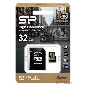 SILICON POWER Memóriakártya MicroSDHC 32GB CL10 UHS-I U3 V30 A1, Golden Series High Endurance